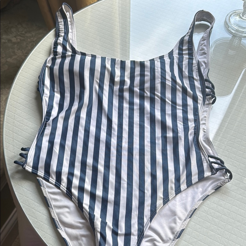 Striped Blue and White Kenny Flowers Swimsuit